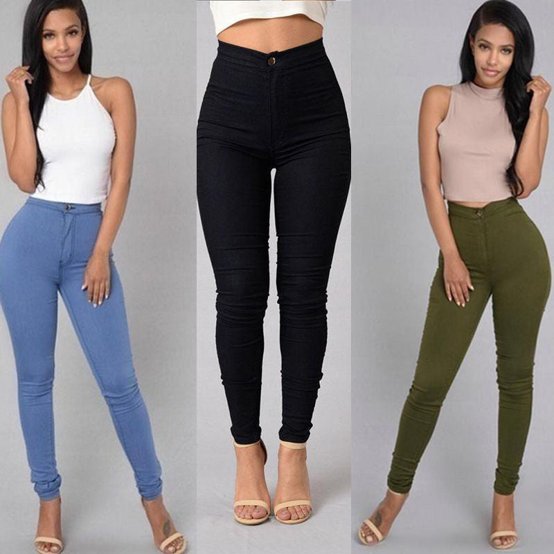 2024 Newest Women's Casual Pants High Waist Stretch Slim Pants Skinny Candy Color Denim Jeans, Come and Grab It!